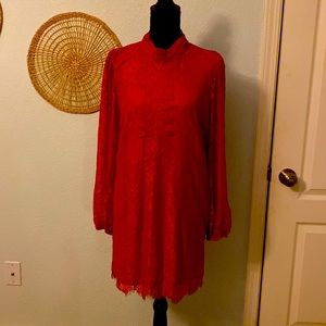 Anthropologie lace red dress
